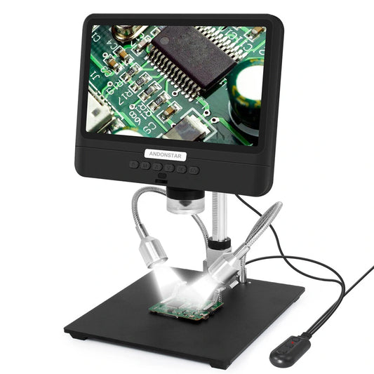 Andonstar AD208S 8.5 Digital Microscope, 5X-1200X Zoom, 1280x800 LCD Display, 1080P with Adjustable Two Fill Lights for Soldering