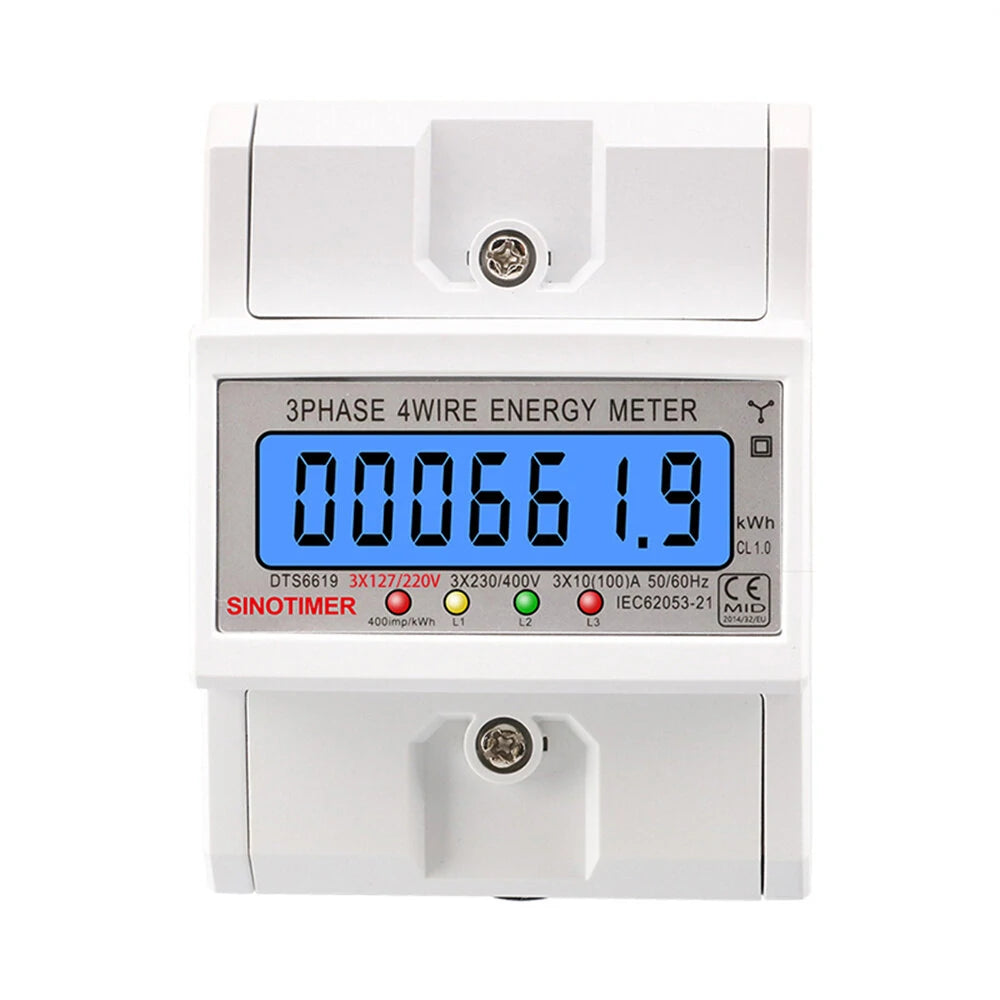 SmartMeter 100A Three-Phase Energy Monitor with LCD Backlight for Home Use, 3*127/220VAC
