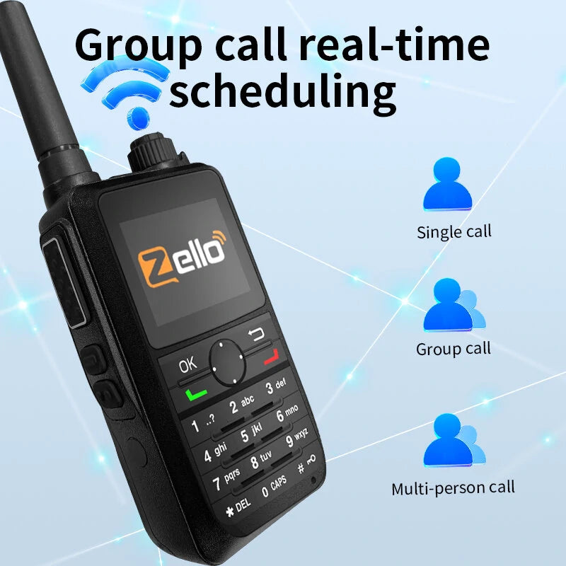 Zello DG6300 Long Range Walkie Talkie - WiFi, Bluetooth, GPS, IP67 Waterproof, Type-C Rechargeable Handheld Transceiver