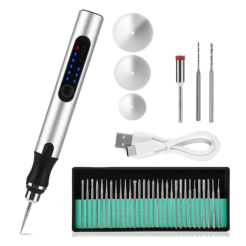 Portable Mini Electric Engraving Pen Kit for DIY Glass, Metal, Jewelry, Wood, Stone & Nail Art