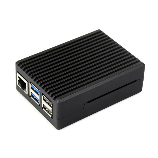Raspberry Pi 5 Aluminum Case with Grooved Design, Built-In Fan & Heatsink