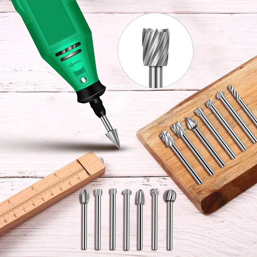 20-Piece High-Speed Steel Rotary Files Set - 3mm Woodworking Carving & Grinding Tools Kit