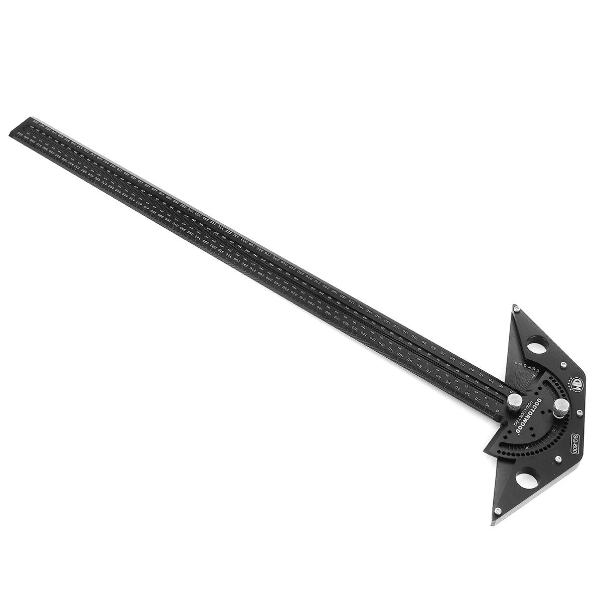 DOCTORWOOD 600mm Aluminum Alloy Woodworking Scriber Gauge with Angle Positioning T-Square and Positive Lock Marking Ruler