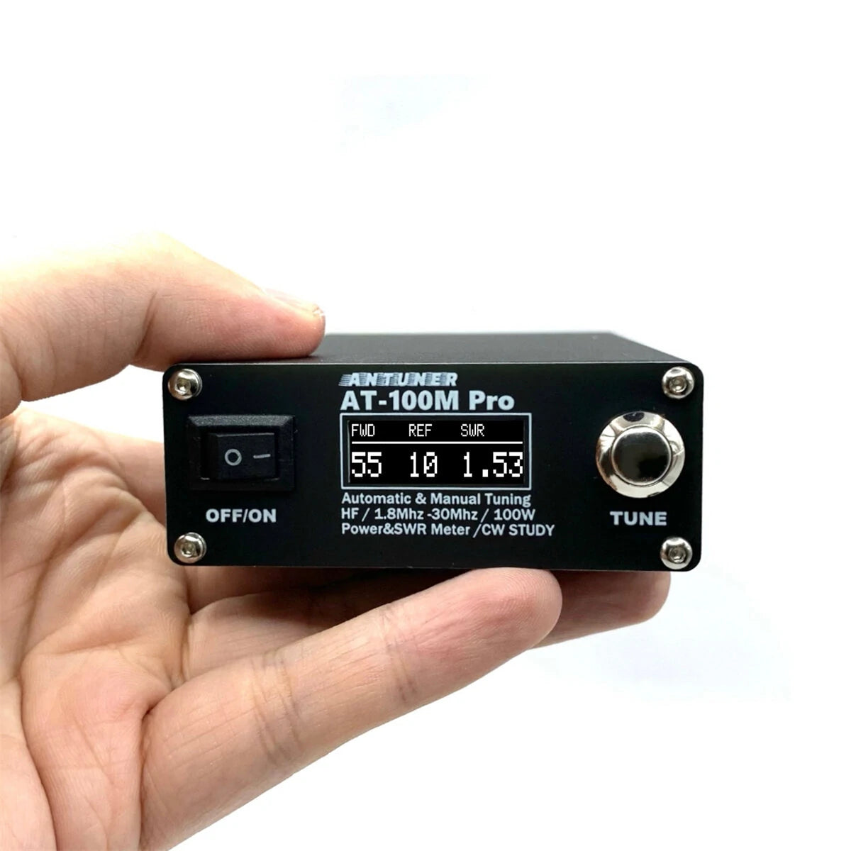 ANTUNER AT100M Pro HF Antenna Tuner 1.8-30MHz 100W with Morse Code Exerciser & SWR/Power Meter