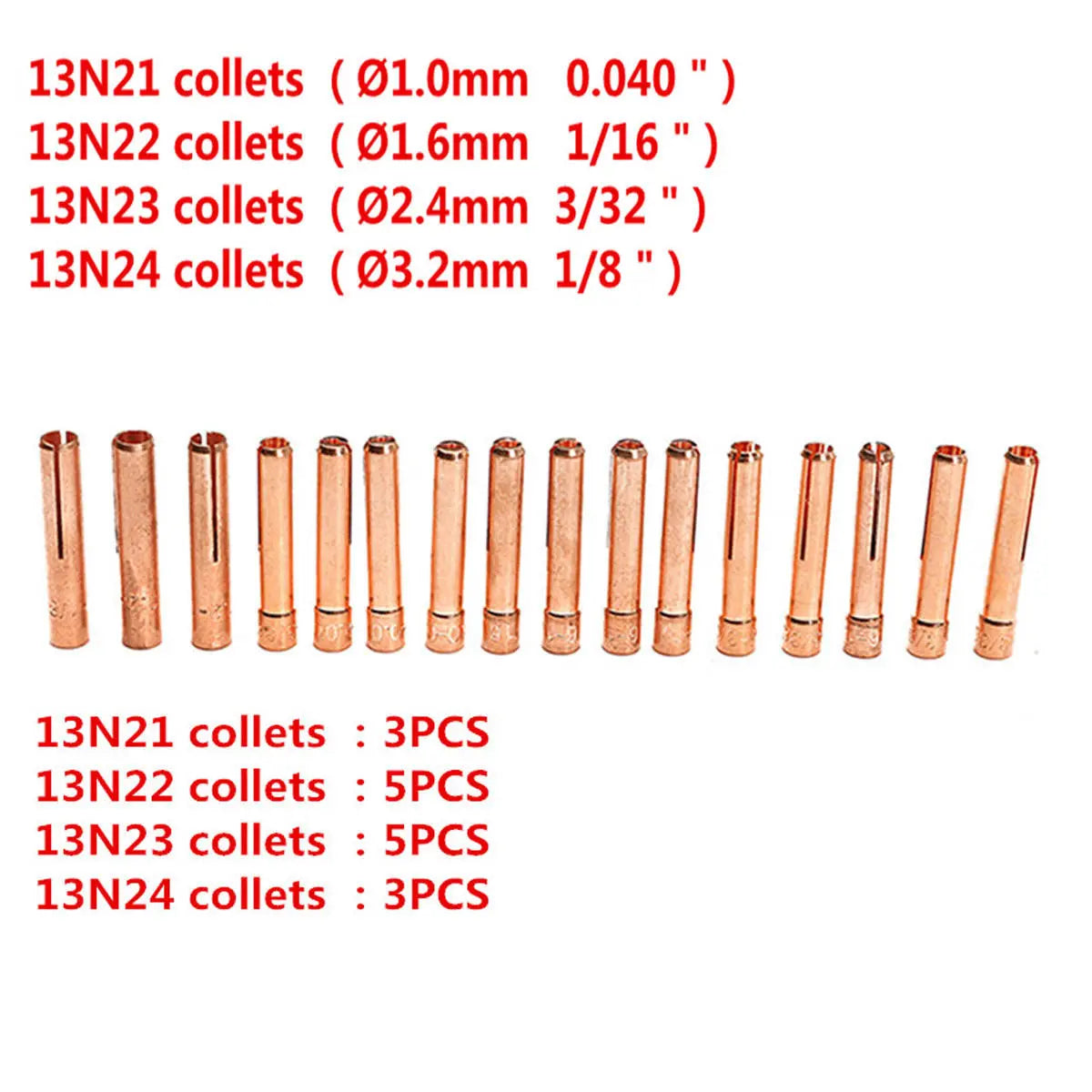 53-Piece TIG Welding Torch Replacement Parts Kit for WP-9/20/25 - Collet & Alumina Cup