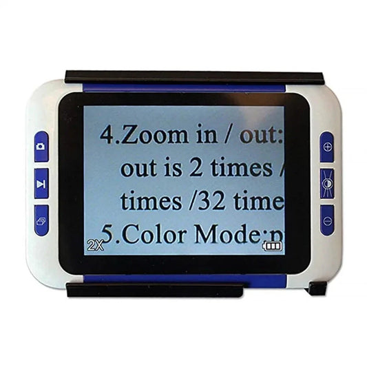 Portable 3.5 LCD Digital Magnifier, 2-32X Zoom, Rechargeable, TV-OUT, Multi-Color Modes, Pocket-Sized Reading Aid