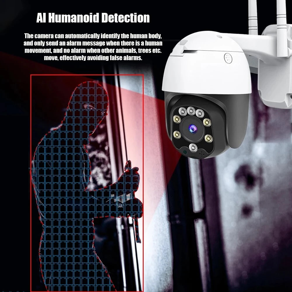 SD05W 5MP HD PTZ IP Camera, 5x Zoom, Night Vision, Human Detection, Waterproof, H.265+, Outdoor Speed Dome CCTV
