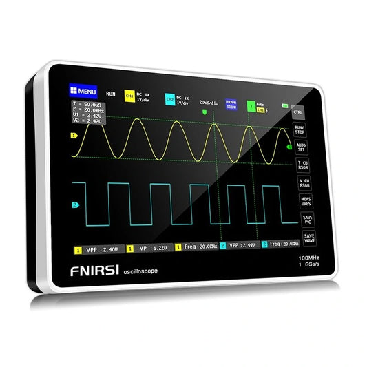 FNIRSI 1013D 7 Digital Tablet Oscilloscope - 2 Channels, 100M Bandwidth, 1GS/s, 800x480 Resolution, Capacitive Touch Screen