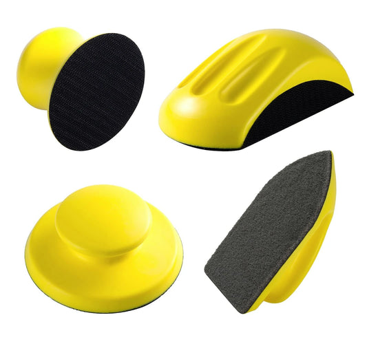 4 PCS Sanding Block Set: 5-Inch Round & Mouse Hook and Loop for Wood Restoration & Crafts