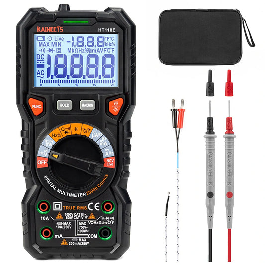 KAIWEETS HT118E TRMS Digital Multimeter, 20000 Counts, Flashlight, CAT IV 600V Safety Rated for Electronics Testing