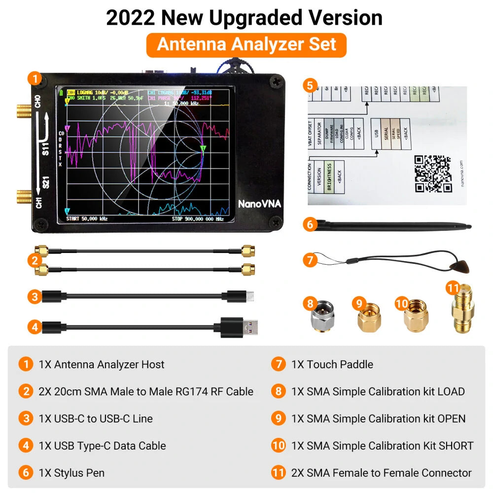 NanoVNA PCB 10kHz-1.5GHz Vector Network Analyzer with 32GB SD Card Support