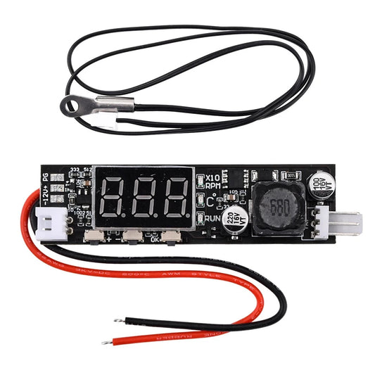 DC12V PWM Fan Speed Controller with Temperature Display for 2-3 Wire PC Fans/Alarms
