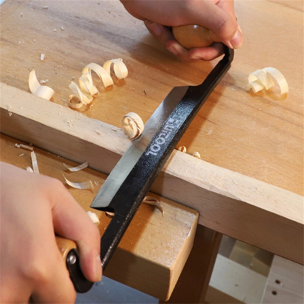 Draw Knife with High Carbon Steel Blade & Wooden Handle - Woodworking Debarking Tool for Logs and Fence Posts