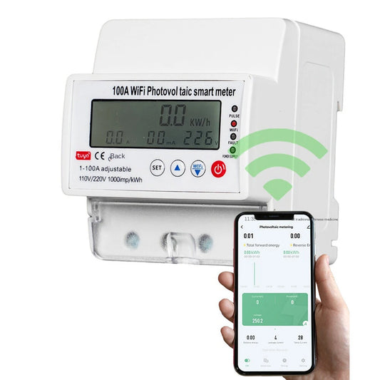 Smart 100A WiFi Meter with Voice Control, Voltage Protection, Photovoltaic Bidirectional Metering & Timer