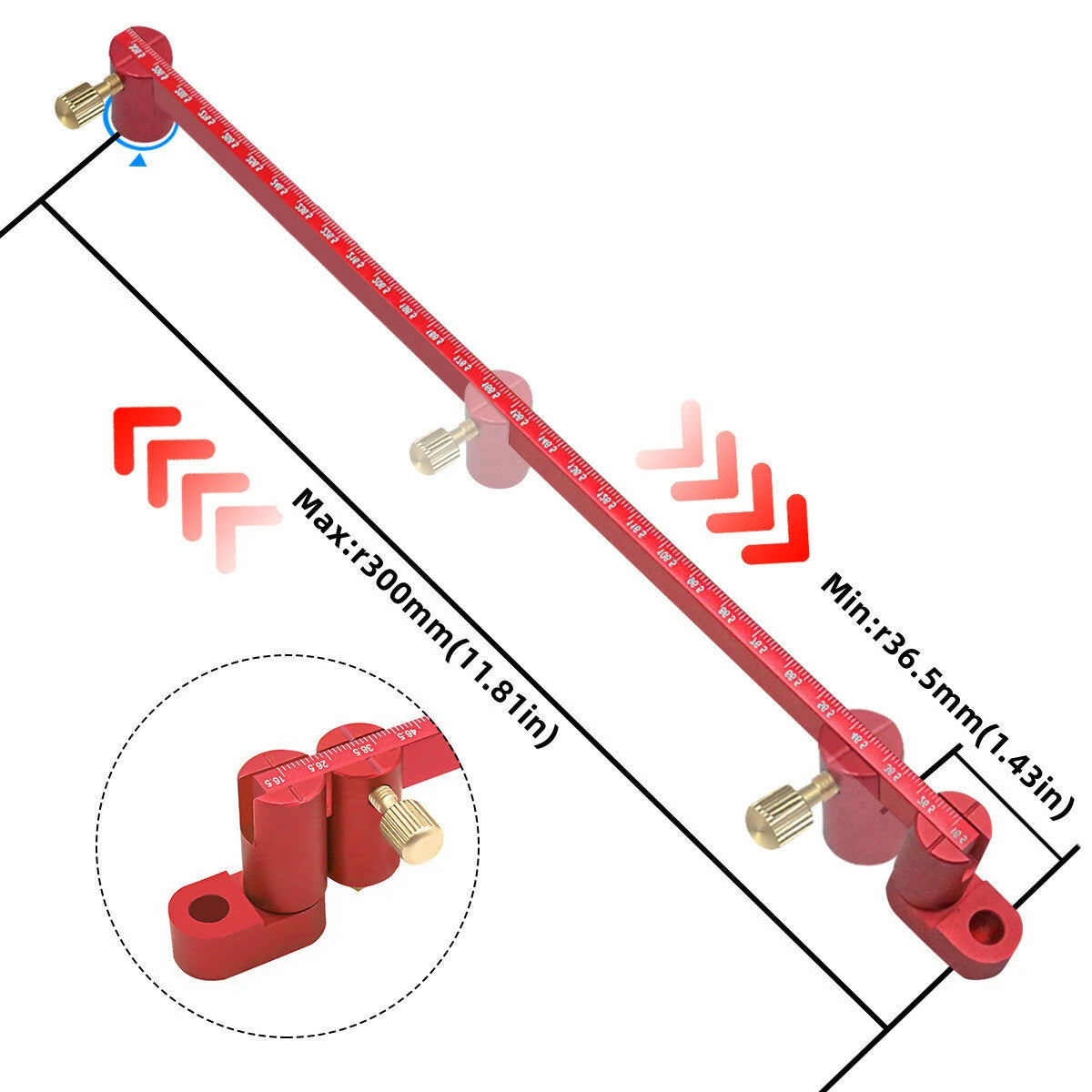 Aluminum Adjustable Circle Ruler 300mm - Precise Center Finder for Woodworking & Crafts