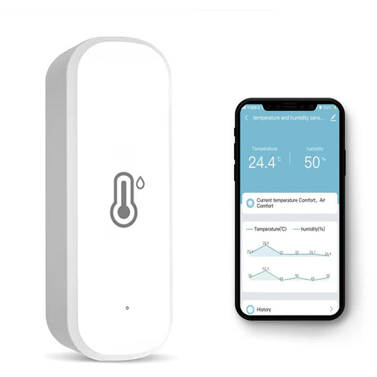 Smart WiFi Temperature & Humidity Tester with Alexa & Google Assistant Integration, Mobile App Control, -10 to 60℃, 0-99% Humidity