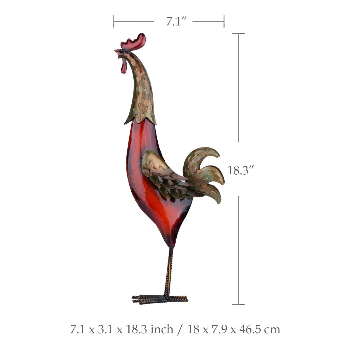 Multicolor Iron Rooster Metal Sculpture - Artistic Home Decor Craft