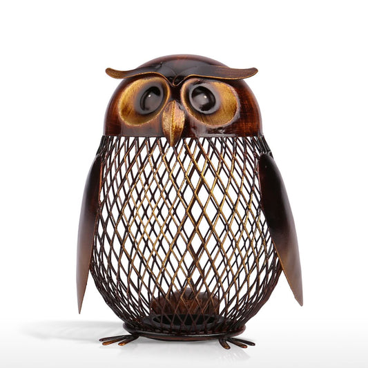 Owl Shaped Metal Coin Bank Home Decor by Tooarts