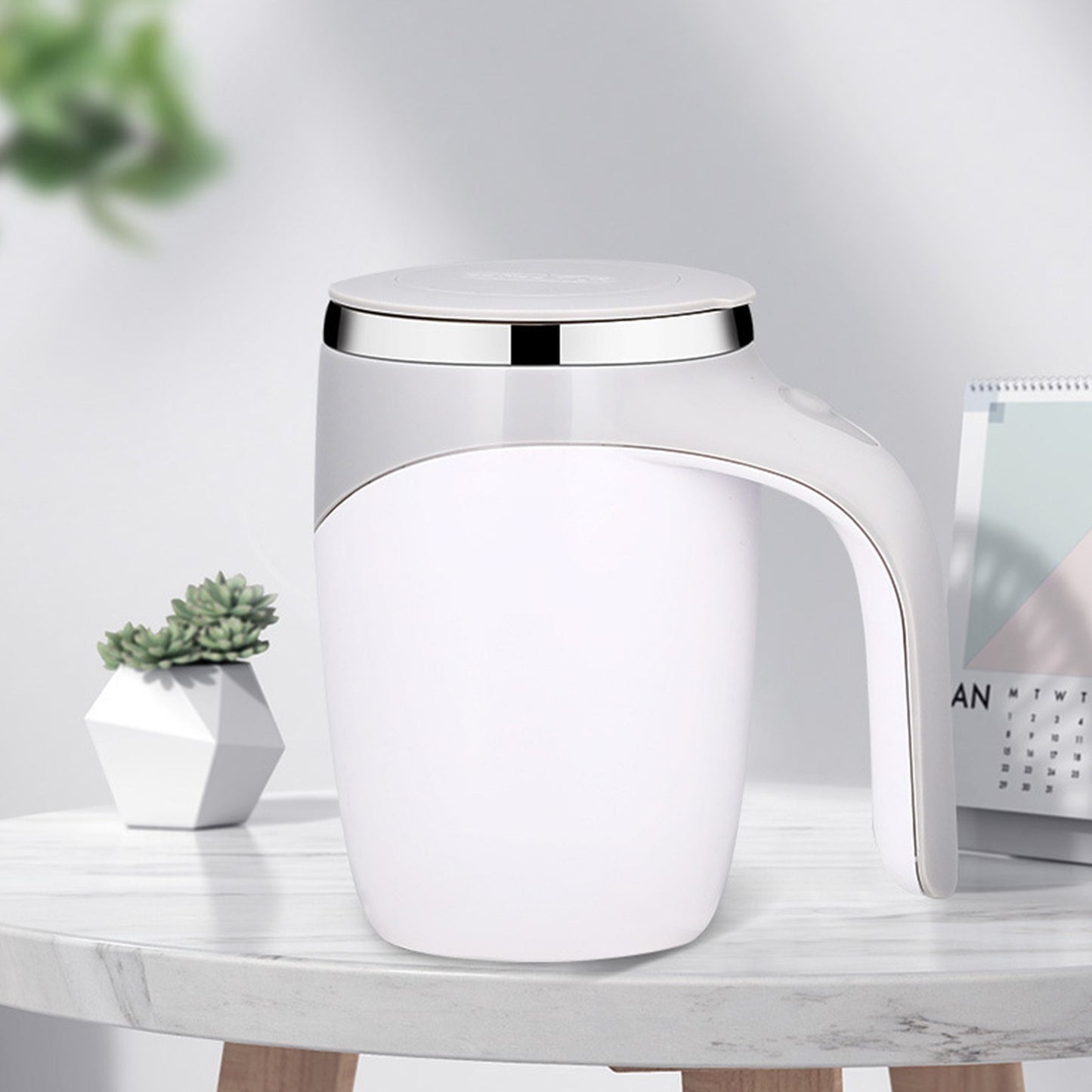 Self-Stirring Mug 380mL, Magnetic Automatic Mixing, Stainless Steel with Lid - Perfect for Coffee, Milk, Cocoa, Hot Chocolate