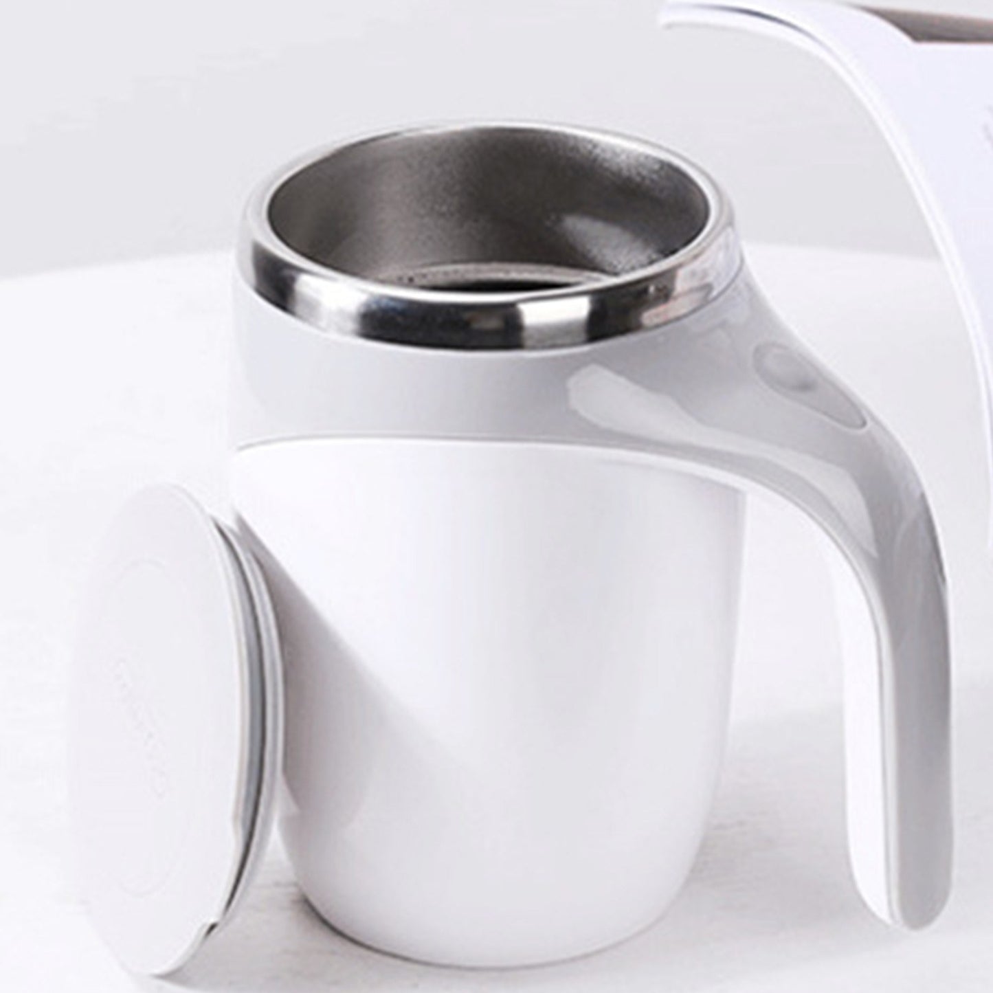 Self-Stirring Mug 380mL, Magnetic Automatic Mixing, Stainless Steel with Lid - Perfect for Coffee, Milk, Cocoa, Hot Chocolate