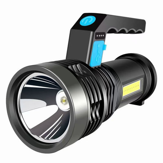 Rechargeable Long-Range LED Flashlight with Dual Light Source, Portable 1200mAh Lamp for Home & Outdoor Use
