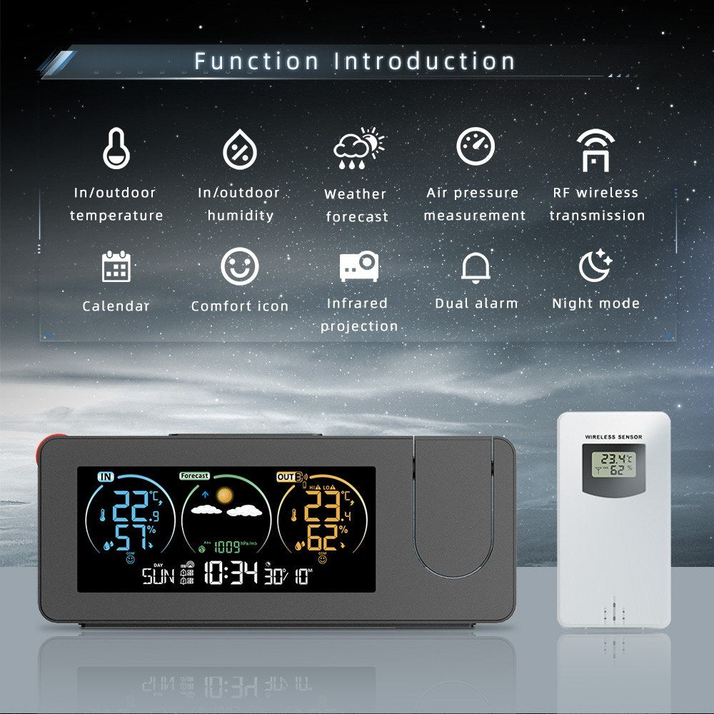 3 Pack FJ3538 Electronic Projection Alarm Clock with Weather Station, Temperature & Humidity Display, Color Screen