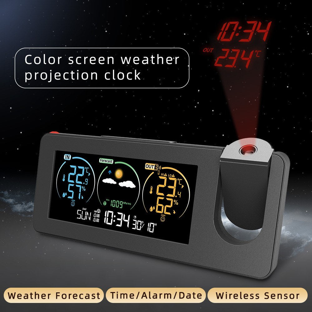 3 Pack FJ3538 Electronic Projection Alarm Clock with Weather Station, Temperature & Humidity Display, Color Screen