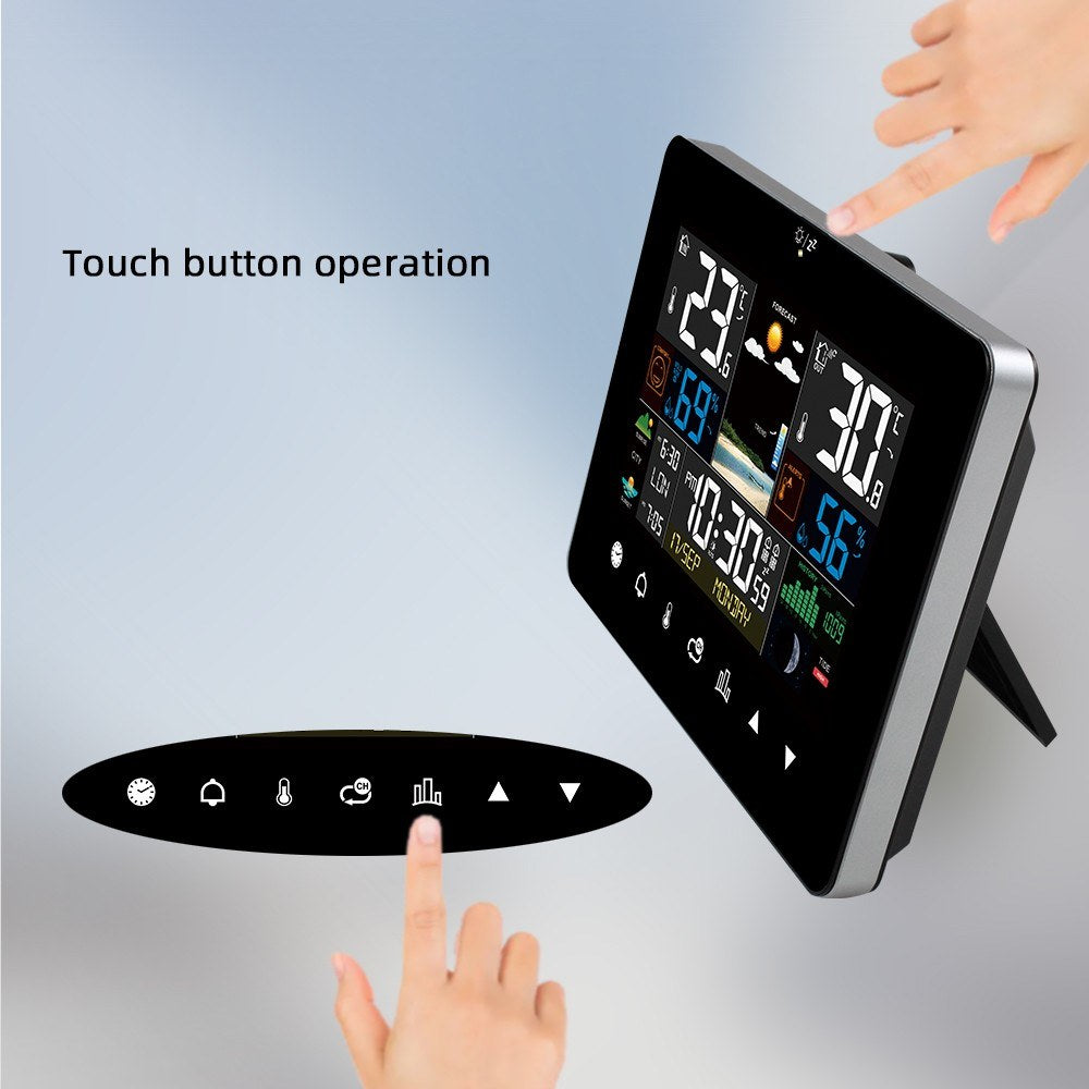 3-Pack Weather Station Alarm Clock: Multi-function Thermometer Hygrometer with Touch Screen & Wireless Outdoor Sensor