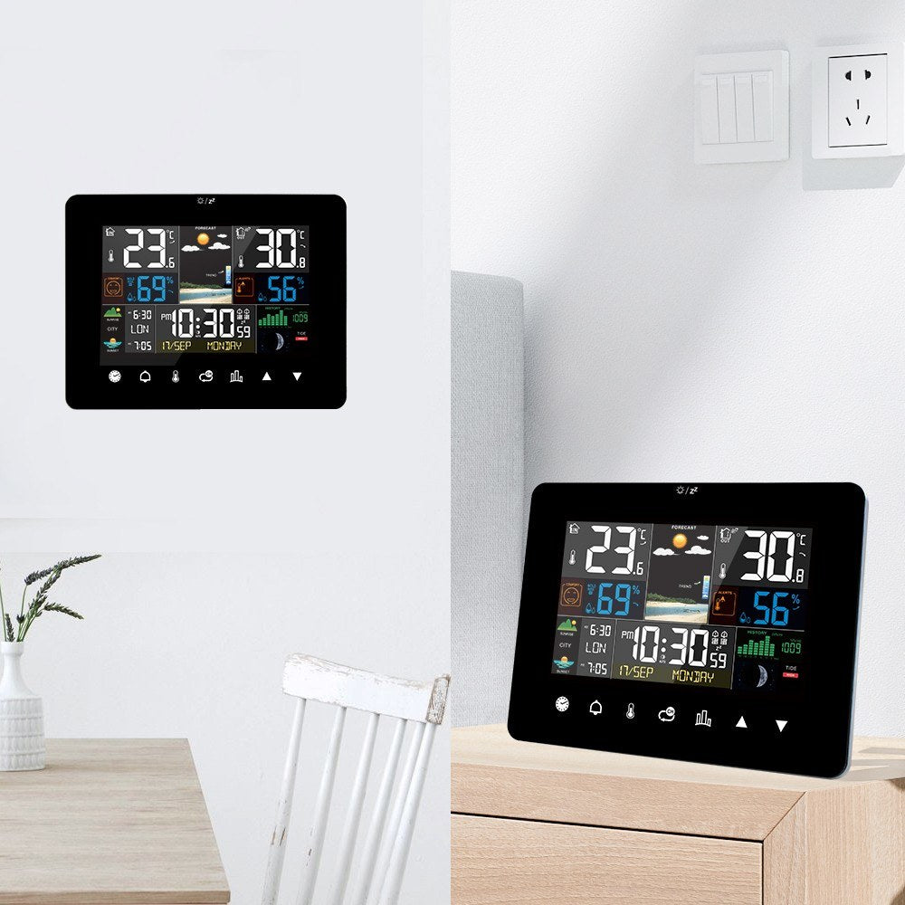 3-Pack Weather Station Alarm Clock: Multi-function Thermometer Hygrometer with Touch Screen & Wireless Outdoor Sensor