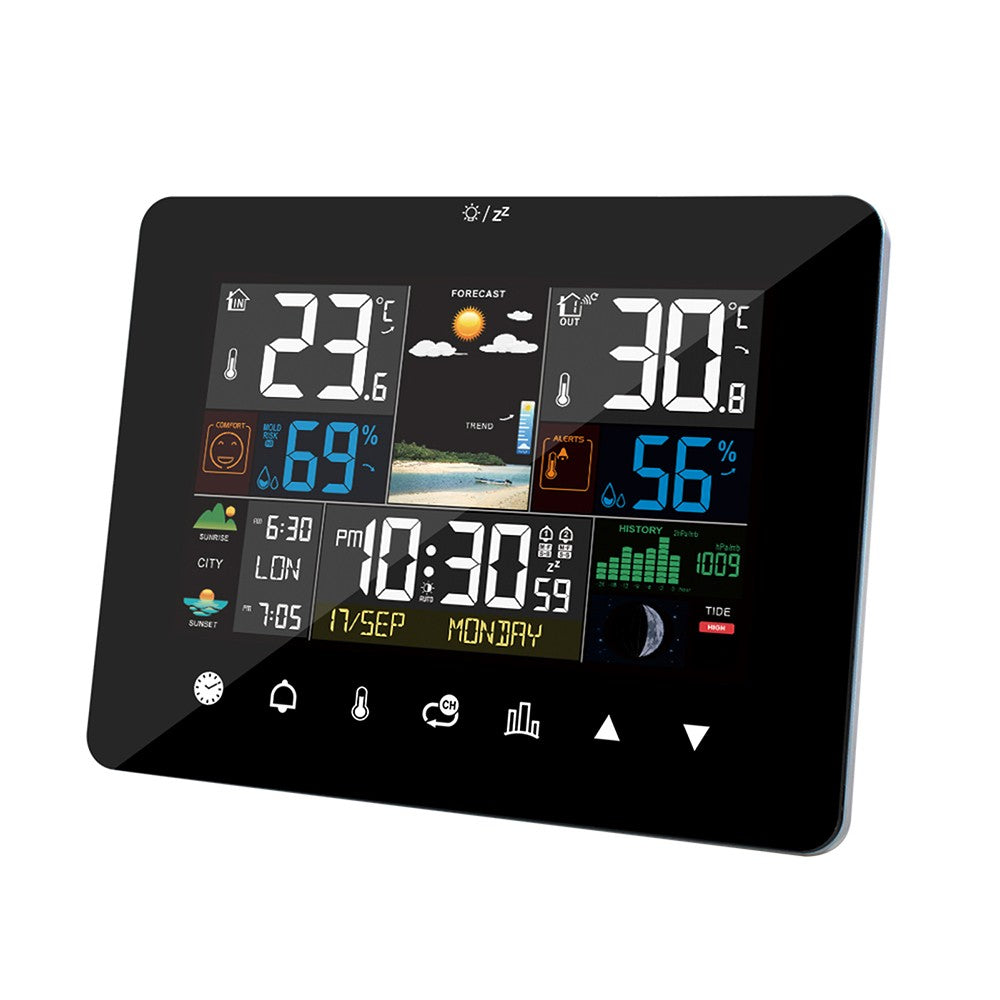 3-Pack Weather Station Alarm Clock: Multi-function Thermometer Hygrometer with Touch Screen & Wireless Outdoor Sensor