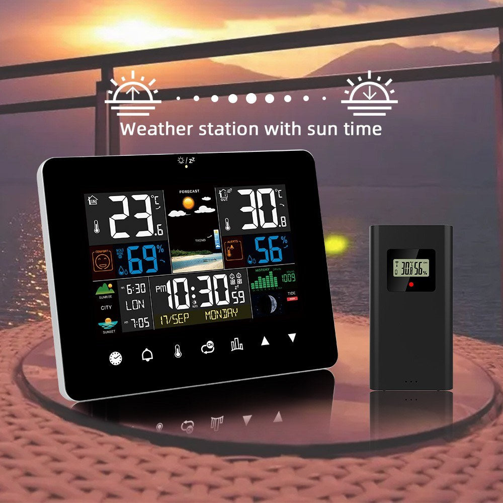 3-Pack Weather Station Alarm Clock: Multi-function Thermometer Hygrometer with Touch Screen & Wireless Outdoor Sensor