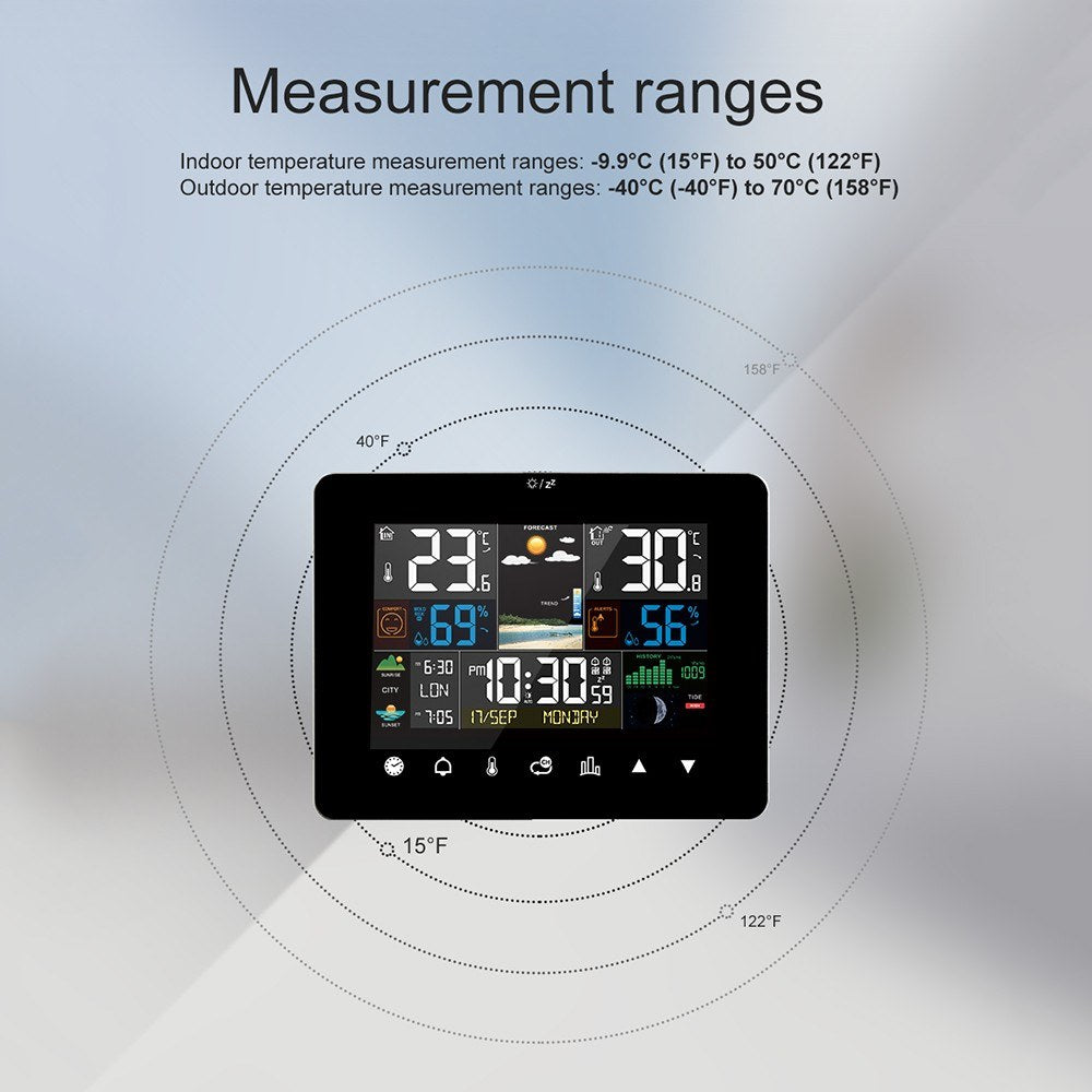 3-Pack Weather Station Alarm Clock: Multi-function Thermometer Hygrometer with Touch Screen & Wireless Outdoor Sensor