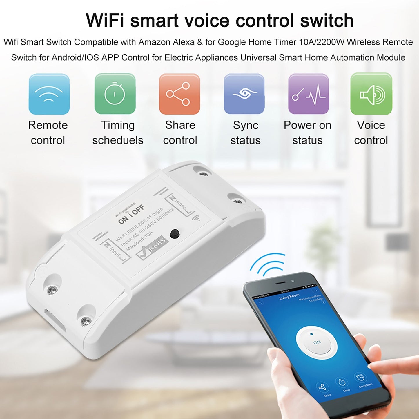 10-Pack 10A Tuya WiFi Smart Switch, Alexa & Google Home Compatible Timer Module