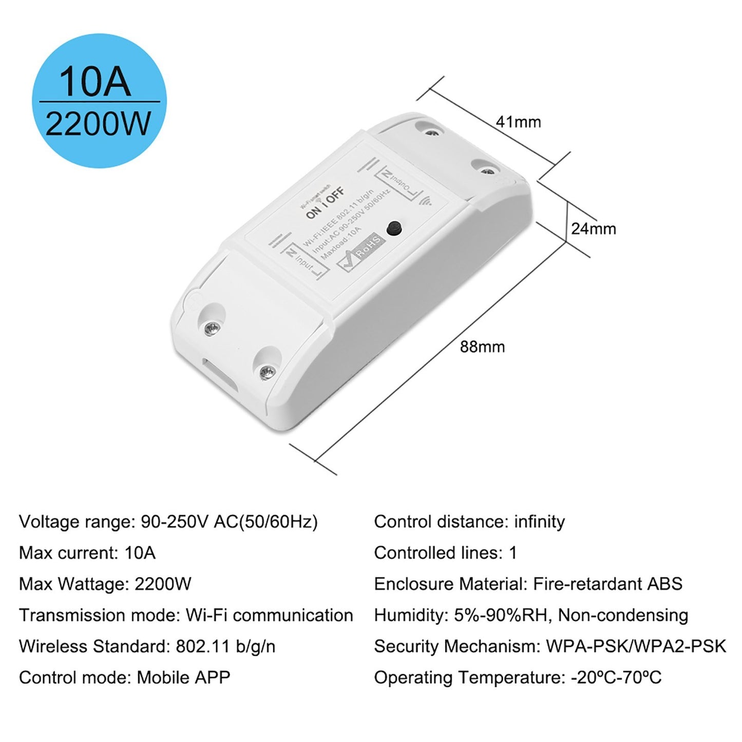 10-Pack 10A Tuya WiFi Smart Switch, Alexa & Google Home Compatible Timer Module