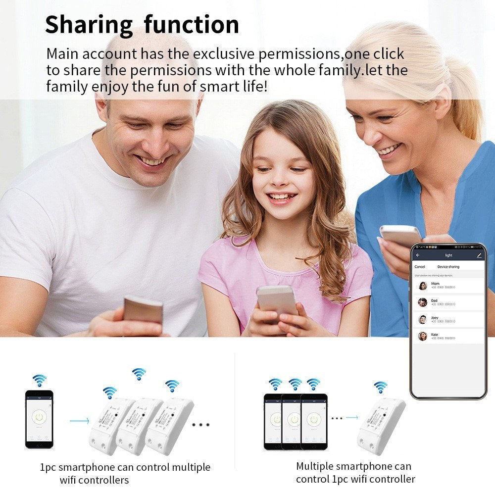 Smart WiFi Light Switch Kit - 6-Pack WiFi+BT 10A RF Wireless Remote Control