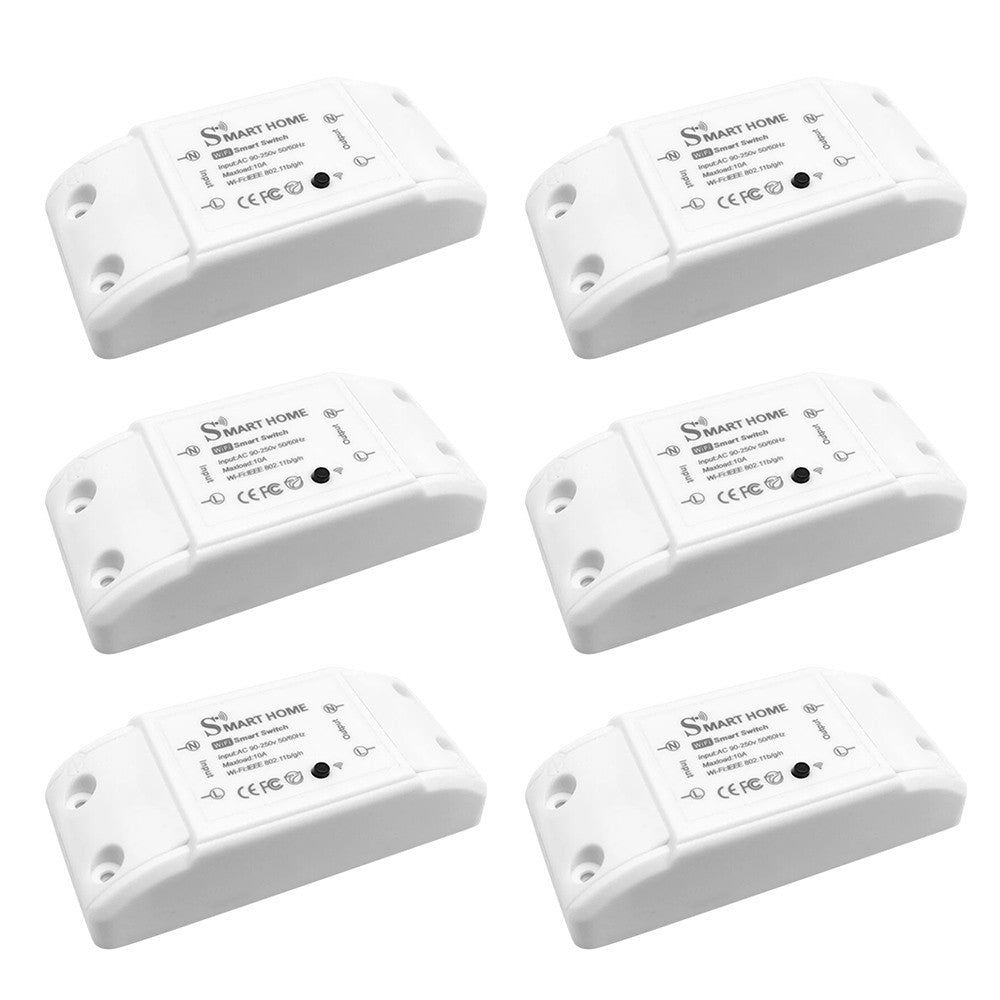 Smart WiFi Light Switch Kit - 6-Pack WiFi+BT 10A RF Wireless Remote Control