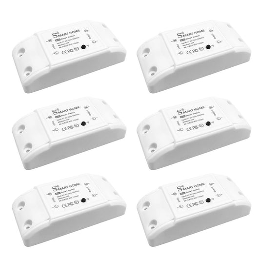 Smart WiFi Light Switch Kit - 6-Pack WiFi+BT 10A RF Wireless Remote Control