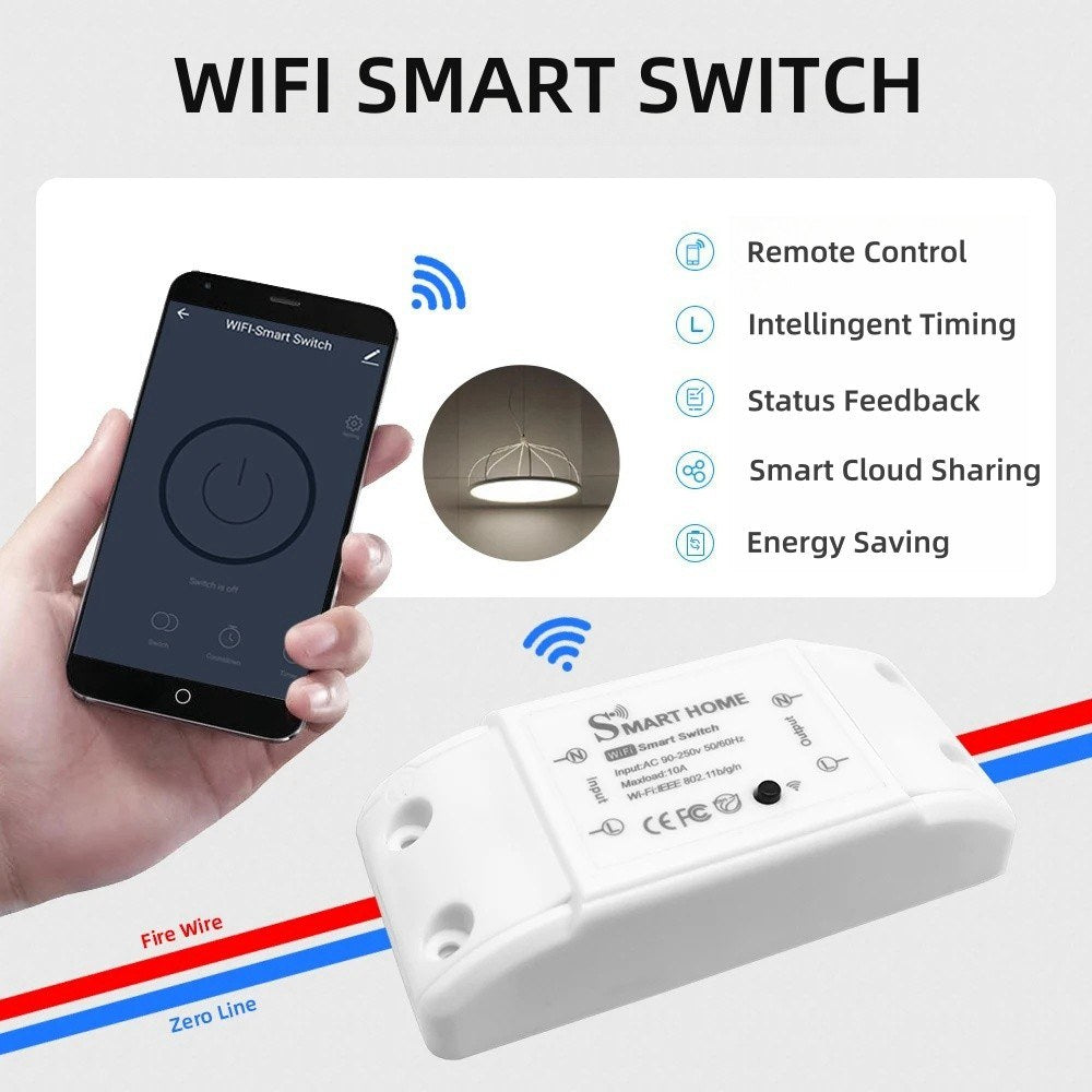 Smart WiFi Light Switch Kit - 6-Pack WiFi+BT 10A RF Wireless Remote Control