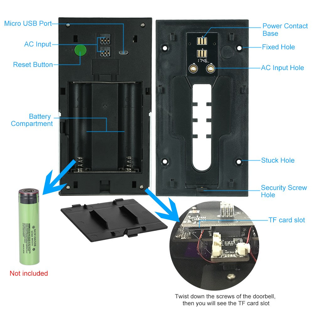 720P WiFi Video Intercom Door Phone & Wireless Doorbell Chime Set