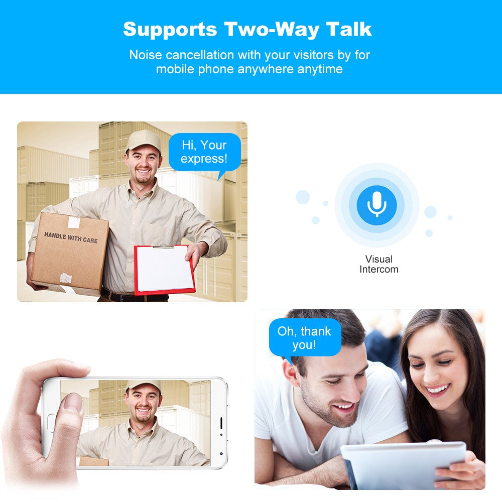 720P WiFi Video Intercom Door Phone & Wireless Doorbell Chime Set