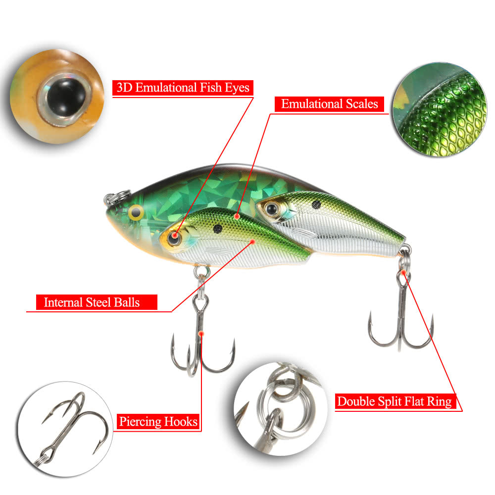 5pcs Floating SwimBait Group Hard Plastic 3D Fish Eye VIB Rattling Lures