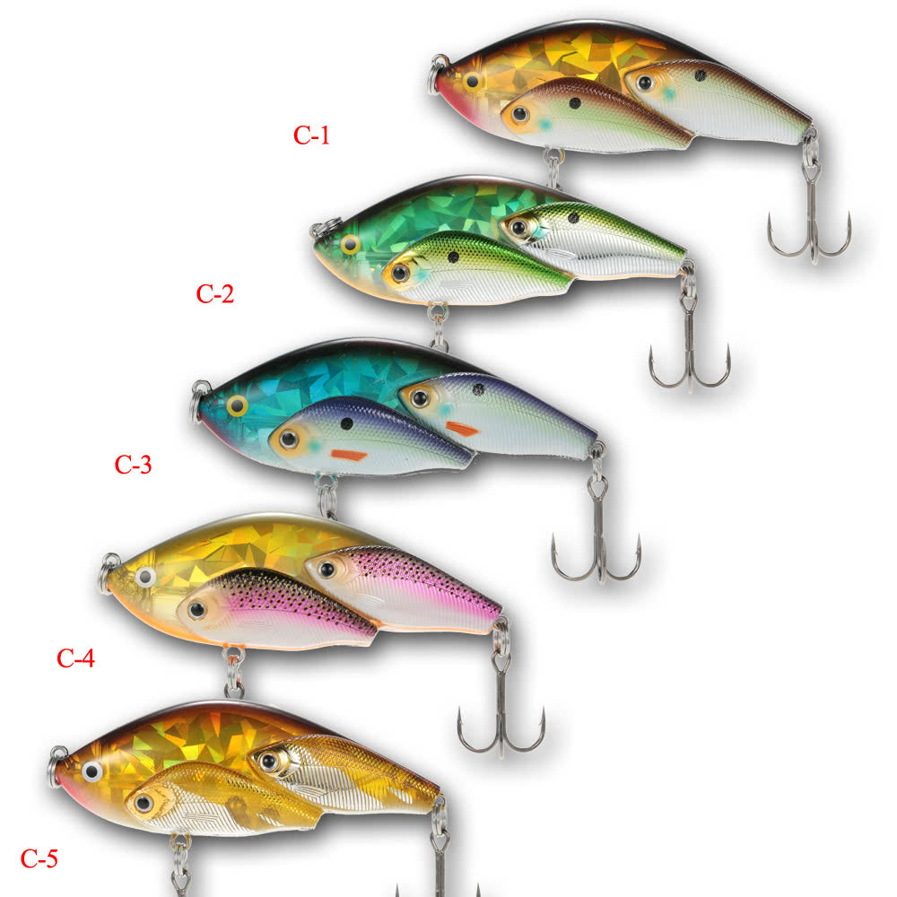 5pcs Floating SwimBait Group Hard Plastic 3D Fish Eye VIB Rattling Lures