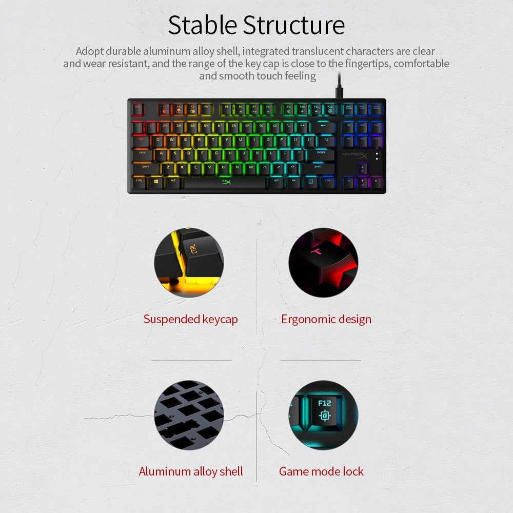 HyperX Alloy Origins Core RGB 87-Key Mechanical Gaming Keyboard, Red Switches