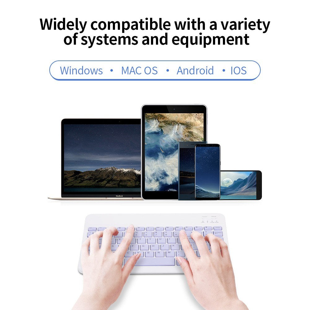 10-inch Universal Colorful Wireless Bluetooth Keyboard – Rechargeable for Mobile, Tablet, and More