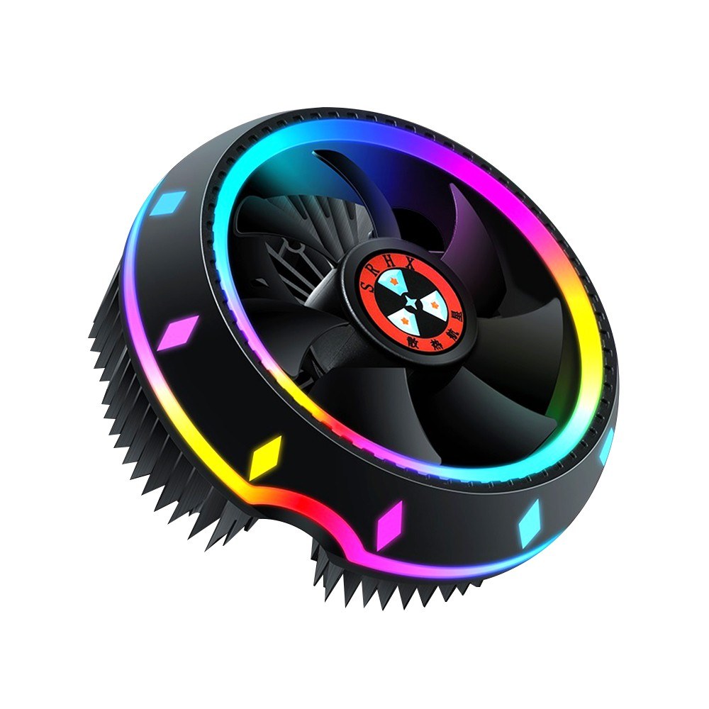 Silver UFO-Designed All-in-One CPU Air Cooler with 5-Color Lighting, Intel/AMD Universal Socket, Fluid Bearing