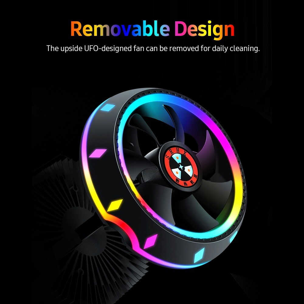 Silver UFO-Designed All-in-One CPU Air Cooler with 5-Color Lighting, Intel/AMD Universal Socket, Fluid Bearing