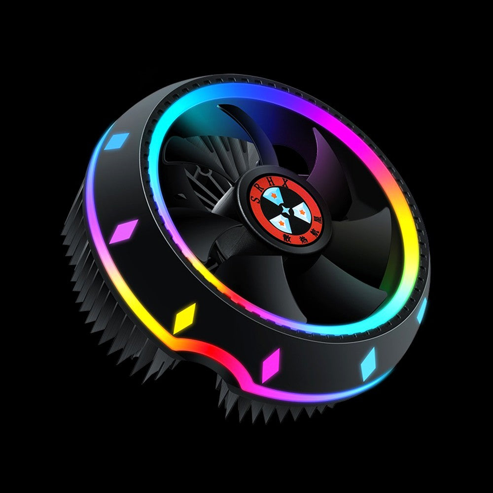 Silver UFO-Designed All-in-One CPU Air Cooler with 5-Color Lighting, Intel/AMD Universal Socket, Fluid Bearing
