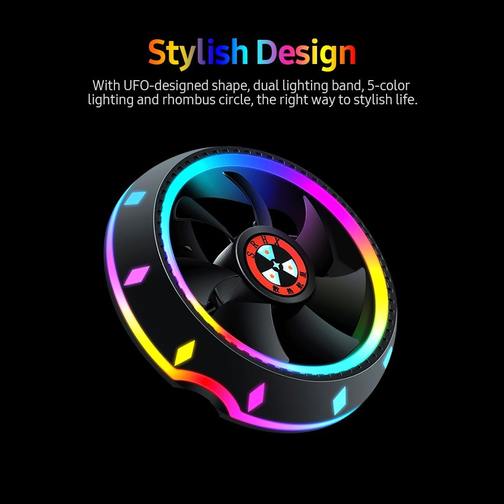 Silver UFO-Designed All-in-One CPU Air Cooler with 5-Color Lighting, Intel/AMD Universal Socket, Fluid Bearing