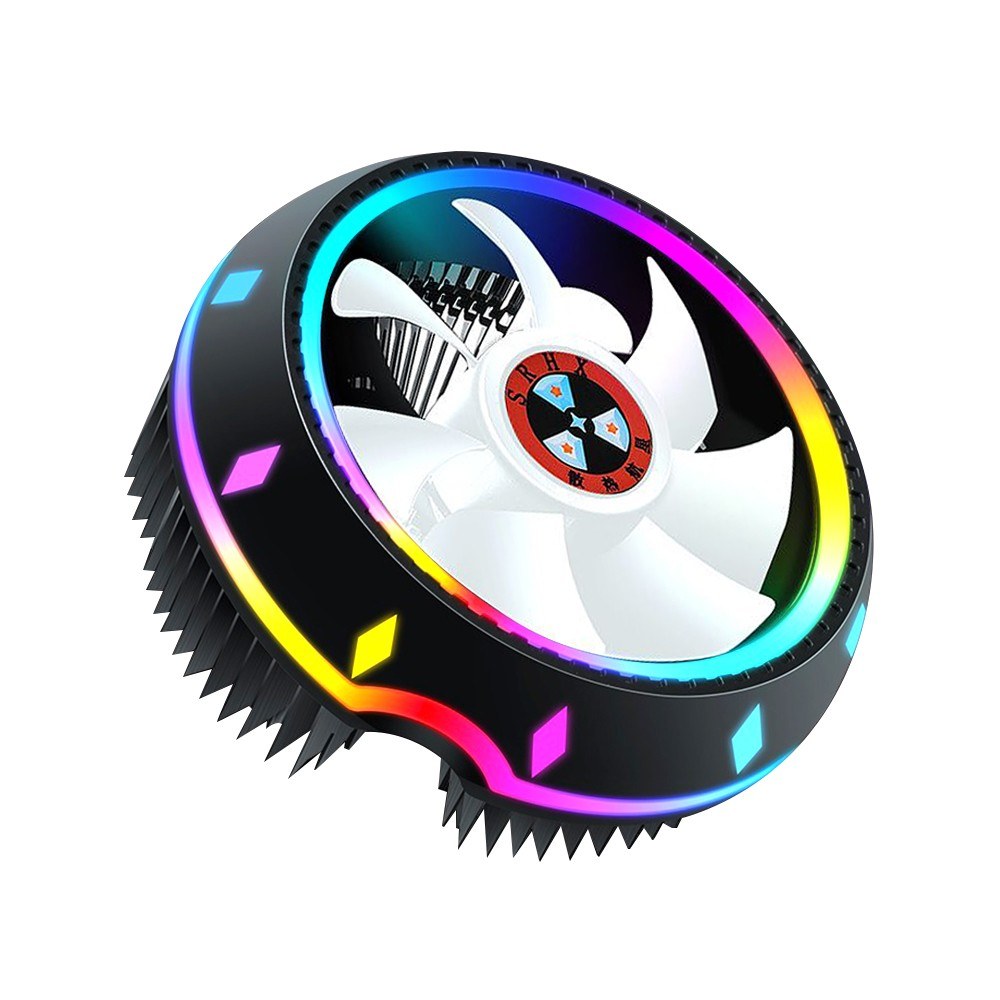 Silver UFO-Designed All-in-One CPU Air Cooler with 5-Color Lighting, Intel/AMD Universal Socket, Fluid Bearing