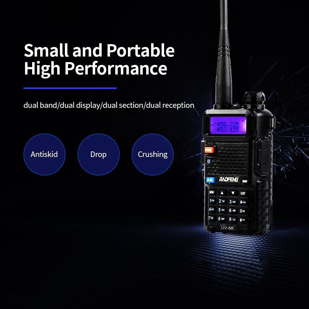BAOFENG BF-UV5R Dual Band Handheld FM Transceiver, 128CH Amateur Radio, Long Standby, Black